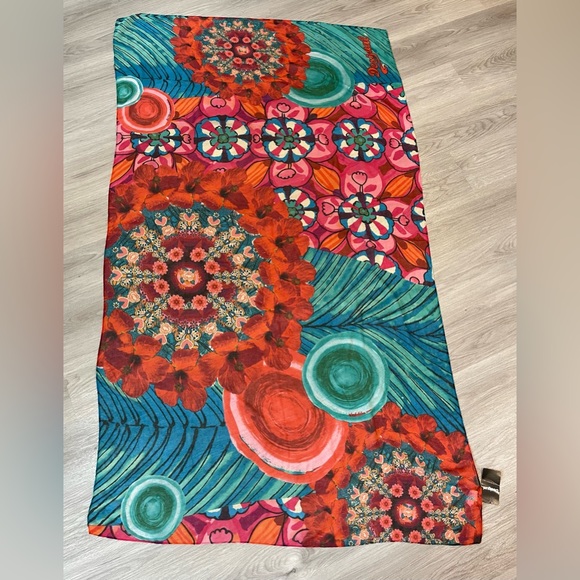 NWT - DESIGUAL Large Colorful Mandala Print Designer Scarf Wrap. - Picture 5 of 12